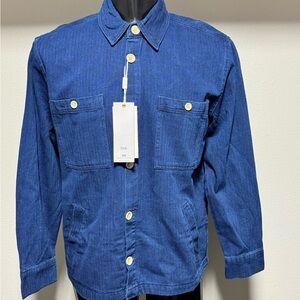 Folk Indigo Button-Front Lightweight Overshirt